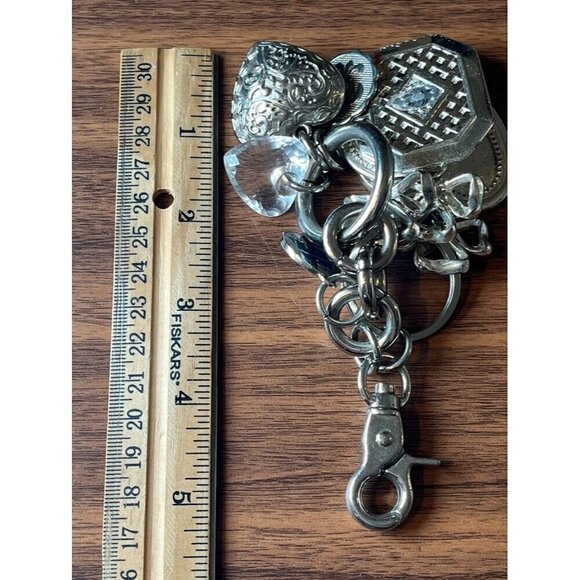 Charm Keychain Silver Metal Heart Picture Lobster Clasp Retro 80s Classic Girly - Picture 10 of 10